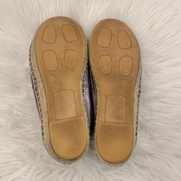 Vince Leather Metallic Canvas Flat Espadrilles - Picture 11 of 12